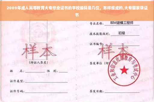 2000年成人高等教育大专毕业证书的学校编码是几位，怎样组成的,大专国家级证书