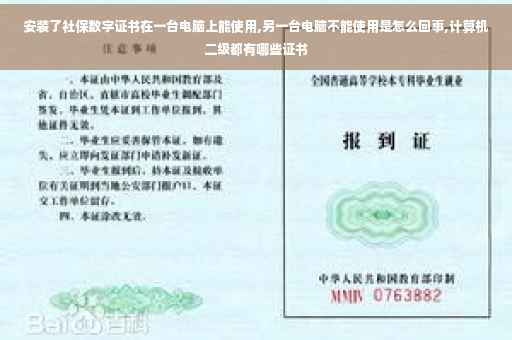安装了社保数字证书在一台电脑上能使用,另一台电脑不能使用是怎么回事,计算机二级都有哪些证书