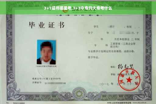 3+1证书哪里考,3+3中专升大专考什么