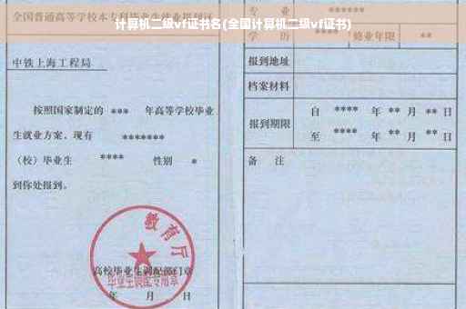 计算机二级vf证书名(全国计算机二级vf证书)