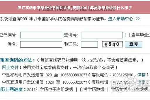 庐江实验中学毕业证书图片大全,安徽2001年高中毕业证是什么样子
