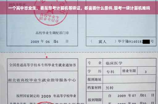 一个高中毕业生，要是想考计算机等级证，都需要什么条件,国考一级计算机难吗