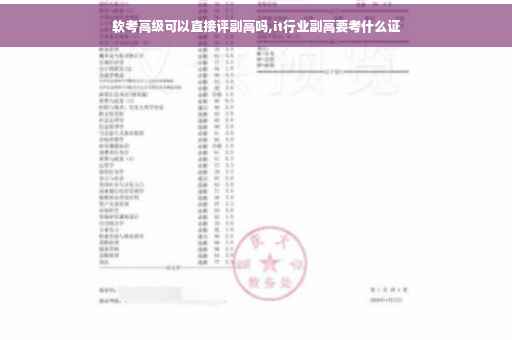 软考高级可以直接评副高吗,it行业副高要考什么证