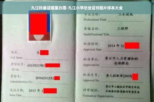 九江钓鱼证哪里办理-九江小学毕业证书图片样本大全