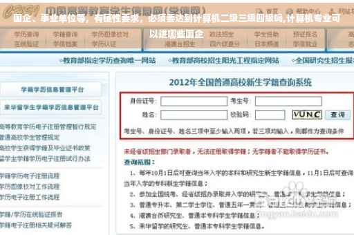 国企、事业单位等，有硬性要求，必须要达到计算机二级三级四级吗,计算机专业可以进哪些国企