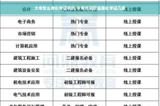 大专怎么考化学证书的,中专升高职需要化学证几级