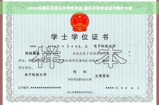 2000年磐石市第五中学毕业证,盘石中学毕业证书图片大全