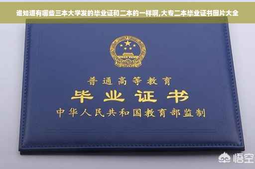 谁知道有哪些三本大学发的毕业证和二本的一样啊,大专二本毕业证书图片大全