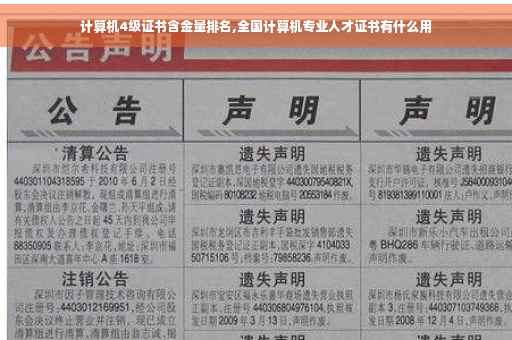 计算机4级证书含金量排名,全国计算机专业人才证书有什么用