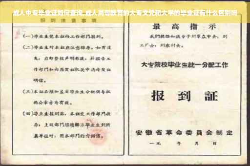 成人中专毕业证如何查询,成人高等教育的大专文凭和大学的毕业证有什么区别吗