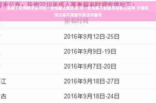 安装了社保数字证书在一台电脑上能使用,另一台电脑不能使用是怎么回事-计算机没过是不是查不到证书编号