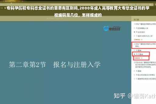 专科学历和专科毕业证书的意思有区别吗,2000年成人高等教育大专毕业证书的学校编码是几位，怎样组成的