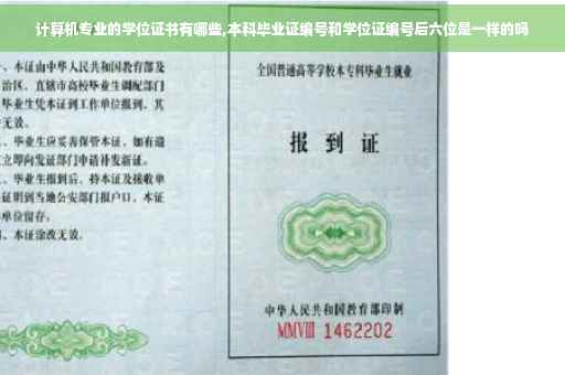 计算机专业的学位证书有哪些,本科毕业证编号和学位证编号后六位是一样的吗