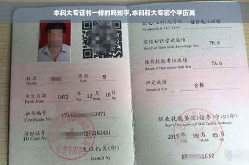 本科大专证书一样的吗知乎,本科和大专哪个学历高