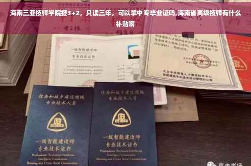 海南三亚技师学院报3+2，只读三年，可以拿中专毕业证吗,海南省高级技师有什么补贴啊