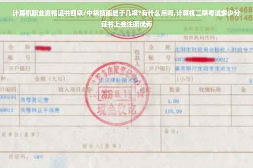 计算机职业资格证书四级/中级技能属于几级?有什么用吗,计算机二级考试多少分证书上会注明优秀