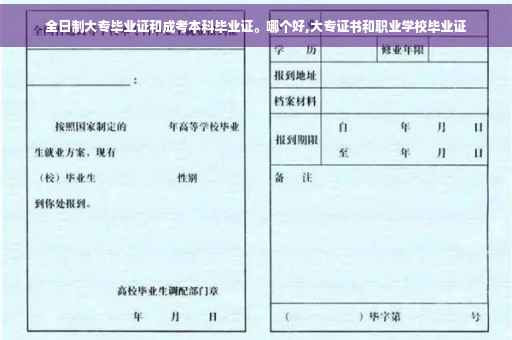 全日制大专毕业证和成考本科毕业证。哪个好,大专证书和职业学校毕业证