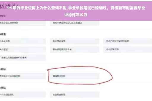 99年的毕业证网上为什么查询不到,事业单位笔试已经通过，资格复审时需要毕业证原件怎么办