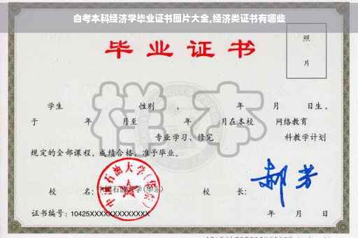 自考本科经济学毕业证书图片大全,经济类证书有哪些