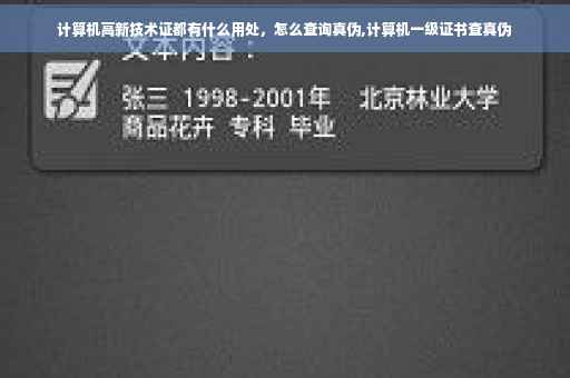 计算机高新技术证都有什么用处，怎么查询真伪,计算机一级证书查真伪