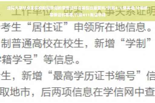 请问大学毕业生在校期间获得的荣誉证书会装在档案里吗?例如4级英语,计算机等级证书等等,六级411有证书吗