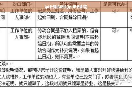 lpl计算机证书(lpl证书编号)