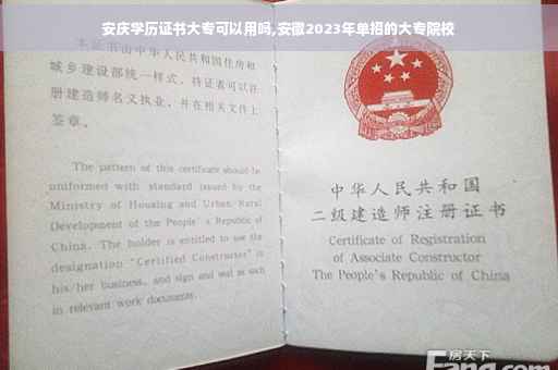 安庆学历证书大专可以用吗,安徽2023年单招的大专院校