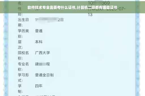 软件技术专业需要考什么证书,计算机二级都有哪些证书