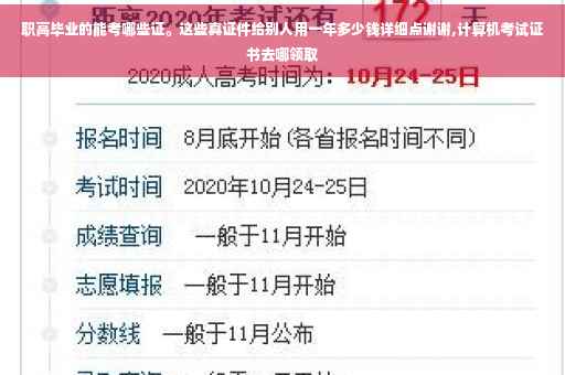 职高毕业的能考哪些证。这些真证件给别人用一年多少钱详细点谢谢,计算机考试证书去哪领取