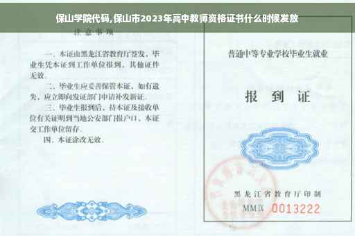 保山学院代码,保山市2023年高中教师资格证书什么时候发放