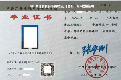 一级b类计算机有必要考么,计算机一级b成绩证书