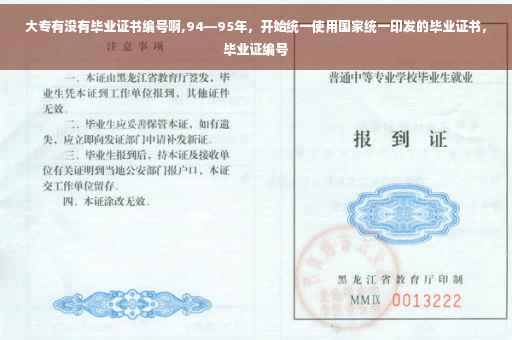 大专有没有毕业证书编号啊,94—95年，开始统一使用国家统一印发的毕业证书，毕业证编号