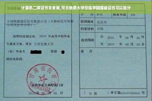 计算机二级证书含金量,河北地质大学华信学院哪些证书可以加分