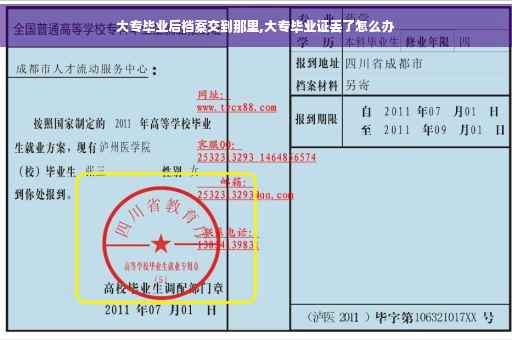 大专毕业后档案交到那里,大专毕业证丢了怎么办
