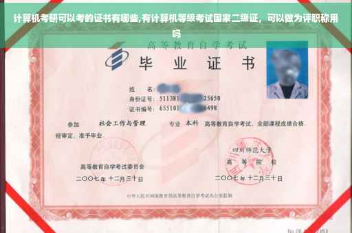 计算机考研可以考的证书有哪些,有计算机等级考试国家二级证，可以做为评职称用吗