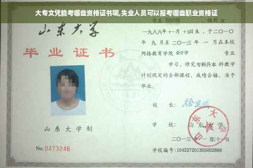大专文凭能考哪些资格证书呢,失业人员可以报考哪些职业资格证