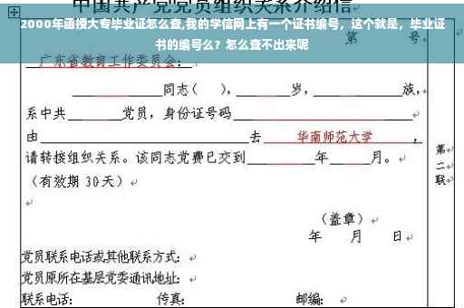 2000年函授大专毕业证怎么查,我的学信网上有一个证书编号，这个就是，毕业证书的编号么？怎么查不出来呢