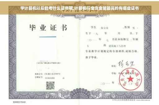 学计算机以后能考什么证书呢,计算机行业含金量最高的有哪些证书