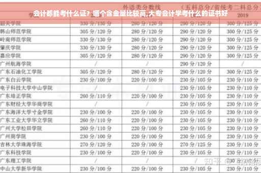 会计都能考什么证？哪个含金量比较高,大专会计学考什么的证书好