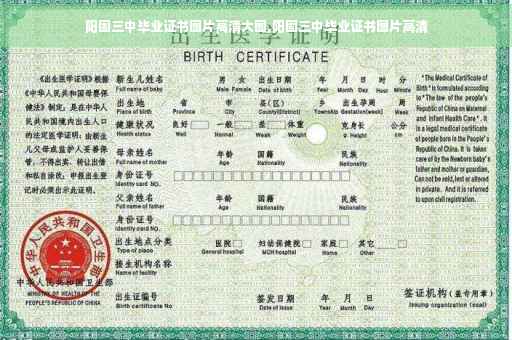 阳固三中毕业证书图片高清大图,阳固三中毕业证书图片高清