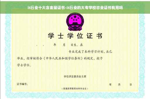 it行业十大含金量证书-it行业的大专学校毕业证书有用吗