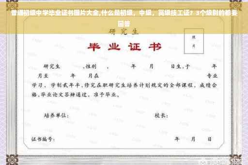 普通初级中学毕业证书图片大全,什么是初级，中级，高级技工证？3个级别的都要回答