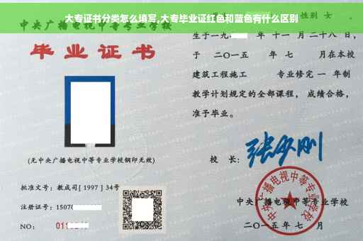 大专证书分类怎么填写,大专毕业证红色和蓝色有什么区别