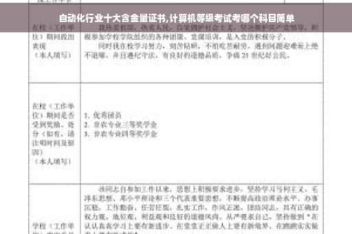 自动化行业十大含金量证书,计算机等级考试考哪个科目简单