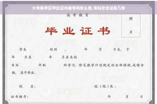 大专有学历学位证书编号吗怎么查,专科毕业证有几张