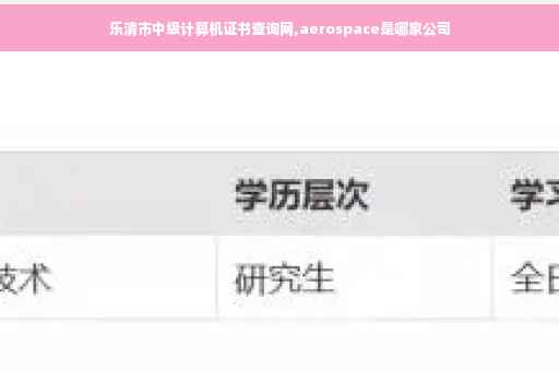 乐清市中级计算机证书查询网,aerospace是哪家公司