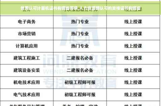 世界认可计算机证书有哪些等级,人力资源部认可的资格证书有哪些