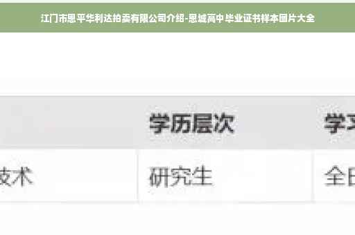 江门市恩平华利达拍卖有限公司介绍-恩城高中毕业证书样本图片大全
