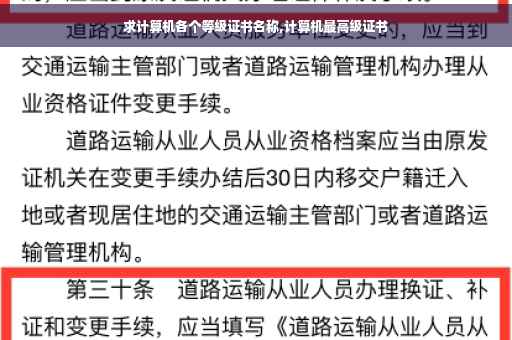 求计算机各个等级证书名称,计算机最高级证书