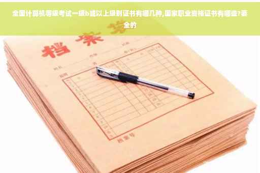 全国计算机等级考试一级b或以上级别证书有哪几种,国家职业资格证书有哪些?要全的